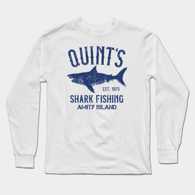 Quint's Shark Fishing - Amity Island Long Sleeve T-Shirt by IncognitoMode